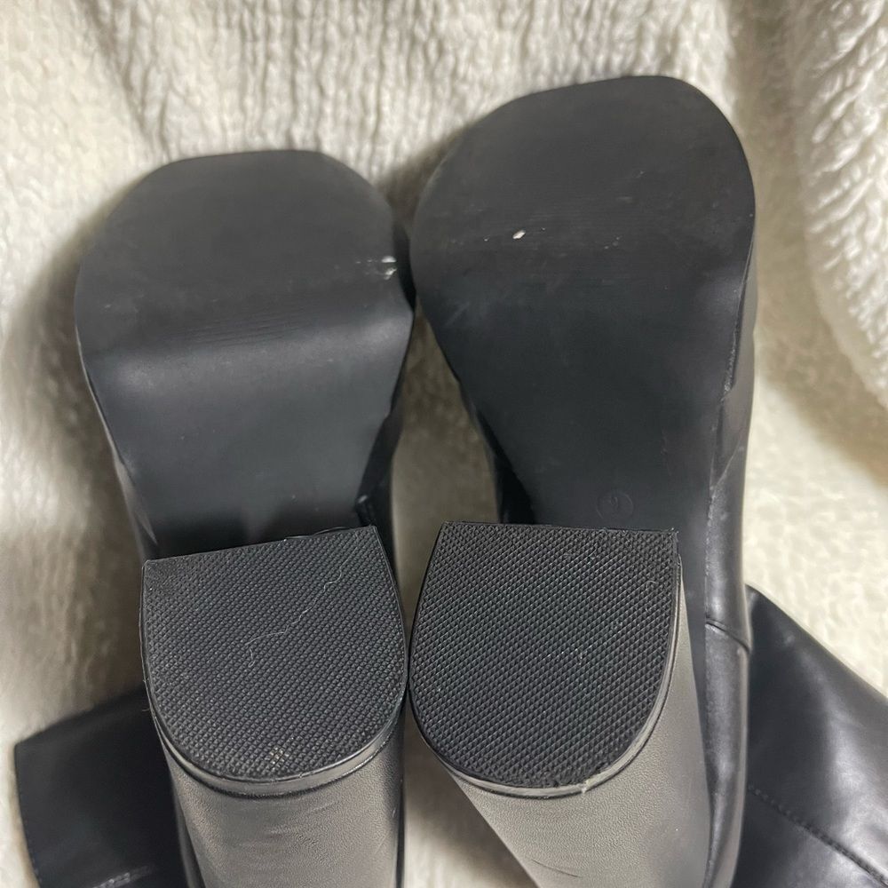 Olivia Ferguson synthetic black platform block heel ankle boots side zipper SZ9 - Picture 12 of 14